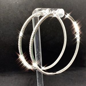 66mm Jumbo Hoop Double Inlay Eternity Earrings